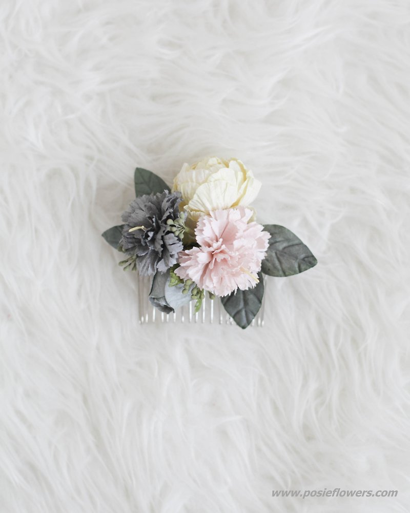 Sweet Carnation - Paper Flower Hair Comb - เครื่องประดับผม - กระดาษ สึชมพู