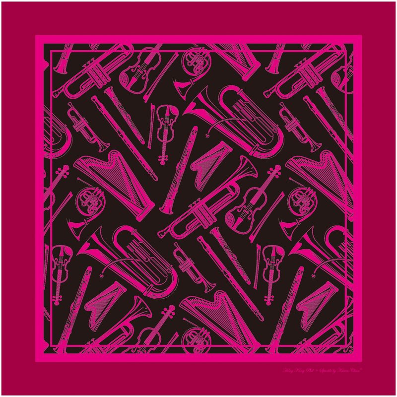 SPARKLE by KAREN CHAN x HK Phil【ORCHESTRA】100% Silk Scarf / Pocket Square (管弦樂) - Scarves - Silk Pink