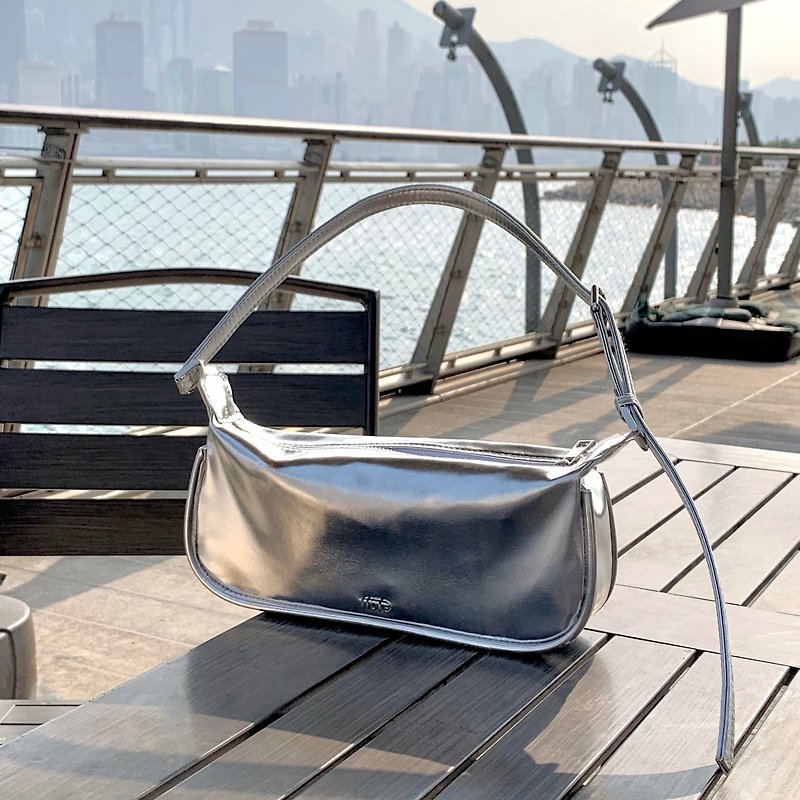 WOVE - Viking hobo bag in Metallic Silver - Handbags & Totes - Faux Leather Silver