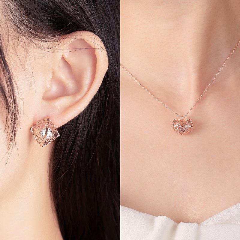 【Summer Surprise Package】Love Bean Necklace + L'amour Fleuri Earrings - Collar Necklaces - Rose Gold Gold