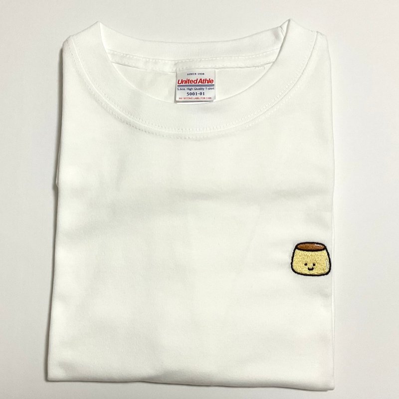 ワンポイント刺繍Tシャツシャツ - 女 T 恤 - 棉．麻 白色