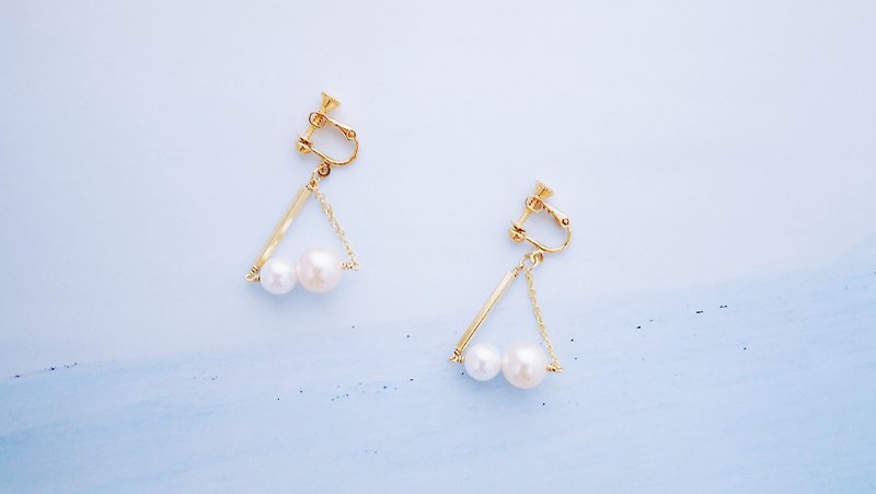 Track-Earrings--Crystal Pearl Rectangular Tube Earrings (New Year Gifts, Valentine's Day Gifts) - ต่างหู - โลหะ ขาว