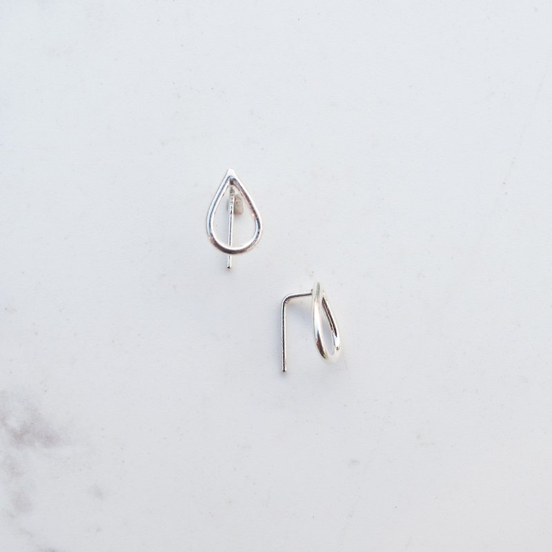 [Handmade custom silver jewelry] geometric water drop | handmade sterling silver earrings (two-use clip) | 囡仔 - Earrings & Clip-ons - Sterling Silver Silver