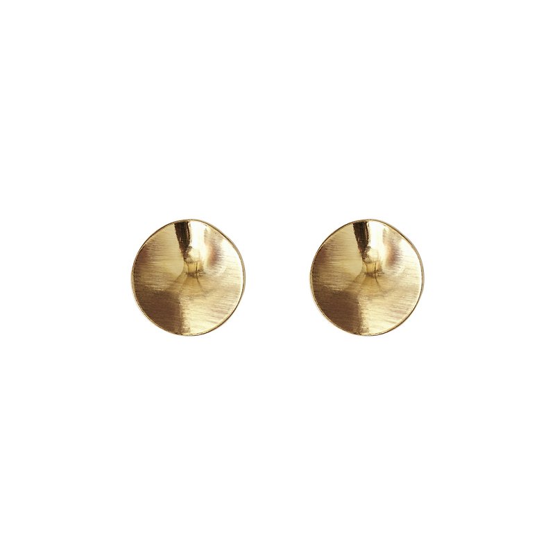圓弧立體純銀耳針耳環 (可改夾式) - 耳環/耳夾 - 其他金屬 金色