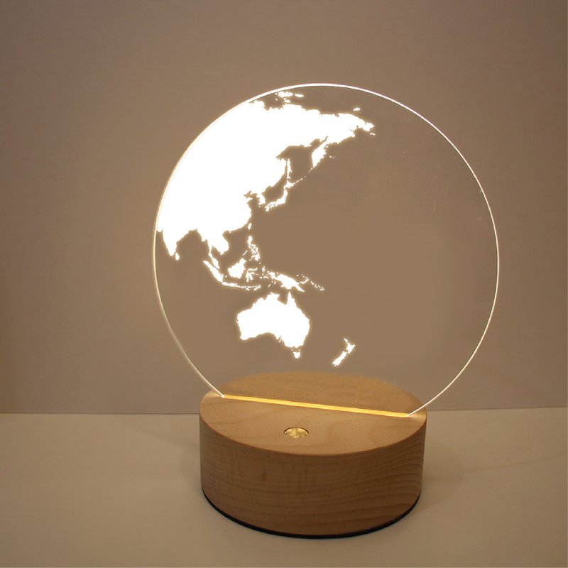 【Maki Design-Travel Around the World】Customized warm light texture night light (with line version)-customized text - โคมไฟ - ไม้ 