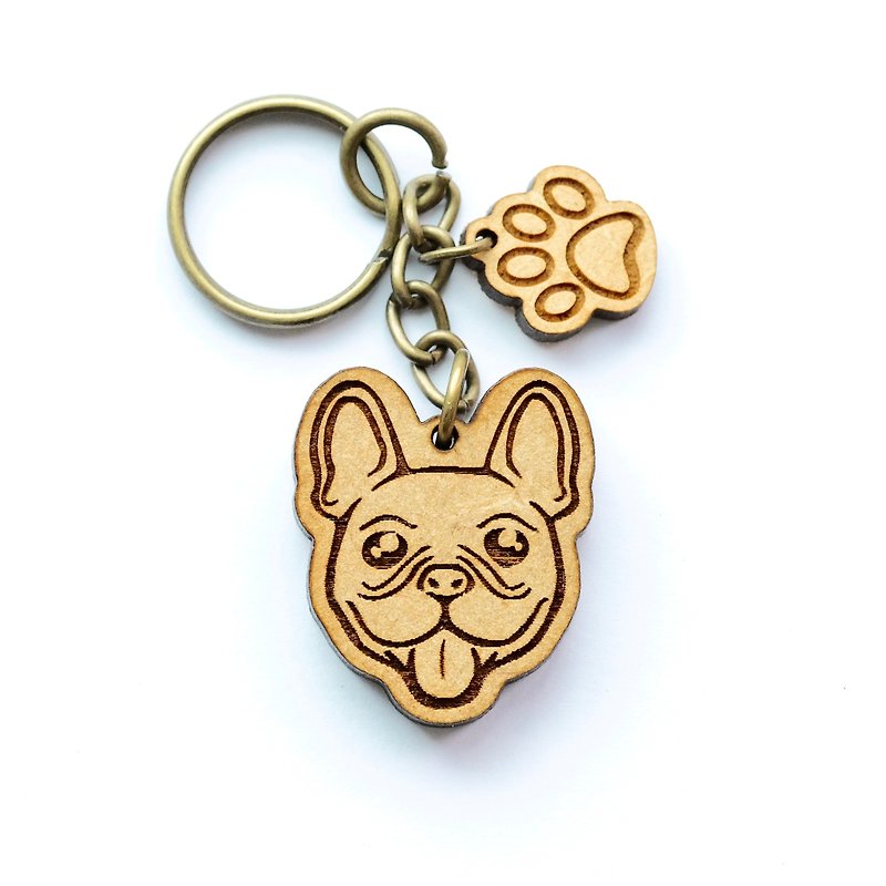 Wooden key ring - French Bulldog - Keychains - Wood Brown