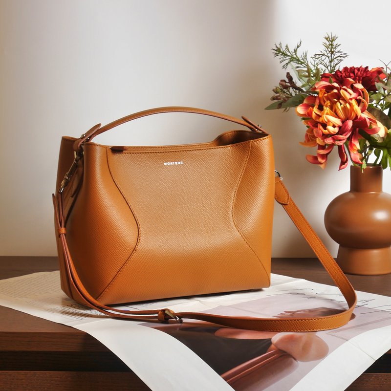 MONIQUE - Alexis Medium Handbag in Tan - Handbags & Totes - Genuine Leather Brown