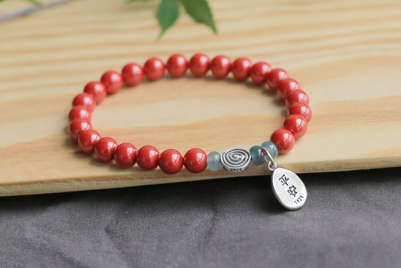 Spring and Autumn Handmade | 6mm High Content Imperial Sand Peace Bracelet | s925 Silver Ice Jade Beads - Bracelets - Semi-Precious Stones 