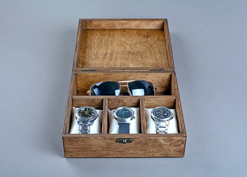 Personalized Wooden Case: Watches, Glasses & Jewelry in One Place - 太陽眼鏡 - 木頭 
