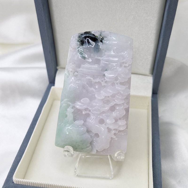 春彩飄花 山水牌 掛件 | 天然緬甸玉A貨翡翠 - 項鍊 - 玉石 