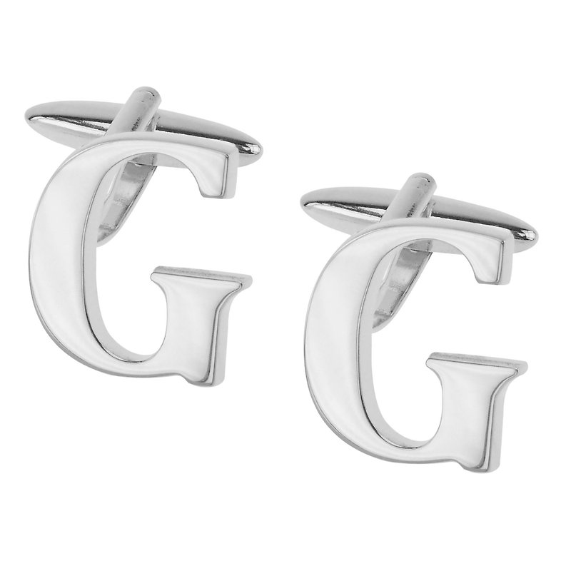 Initial Alphabet G Cufflinks - Cuff Links - Other Metals Silver