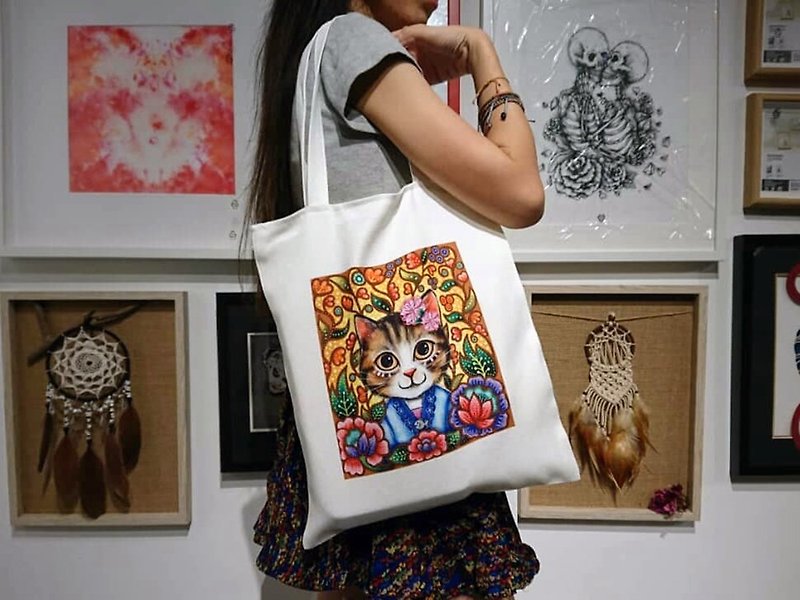 Nyonya Cat totebag - Handbags & Totes - Polyester 