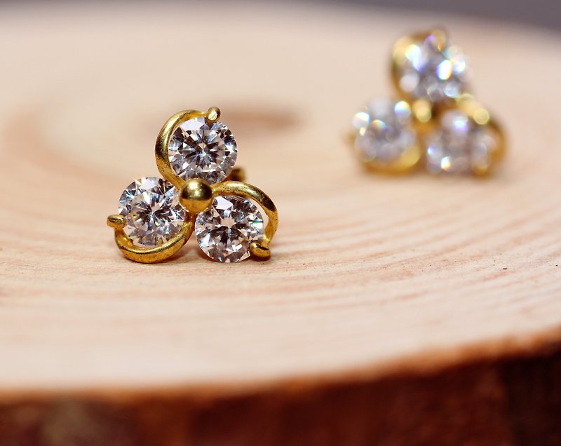 Brass Sky Gemstone Earrings - Earrings & Clip-ons - Gemstone White