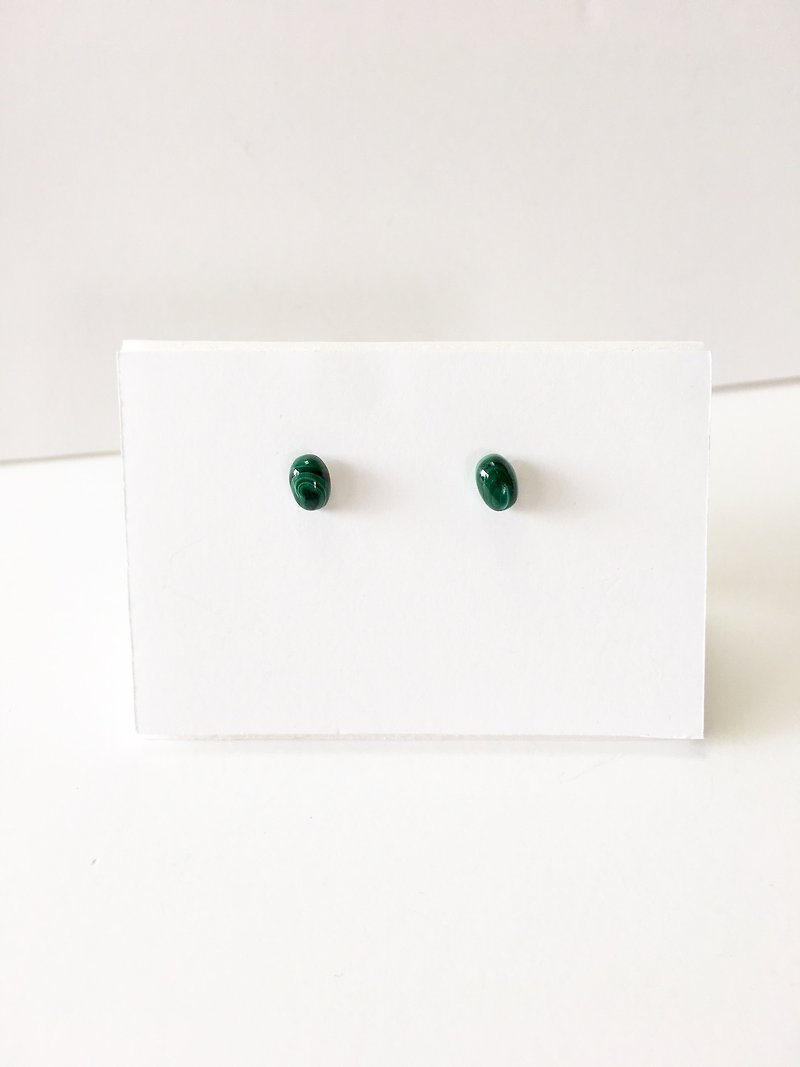 Tiny Marachite Clip-earring / Stud-earring - Earrings & Clip-ons - Stone Green