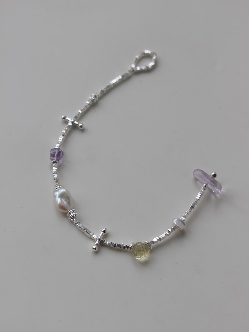 925 Silver Silver Crystal Gemstone Bracelet - สร้อยข้อมือ - เครื่องประดับพลอย หลากหลายสี