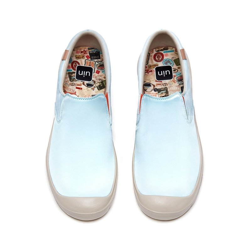 【Uin】Spanish Original Design Breeze Blue Cadiz Silk Painted Casual Women's Shoes (Pre-Order) - รองเท้าลำลองผู้หญิง - วัสดุอื่นๆ ขาว