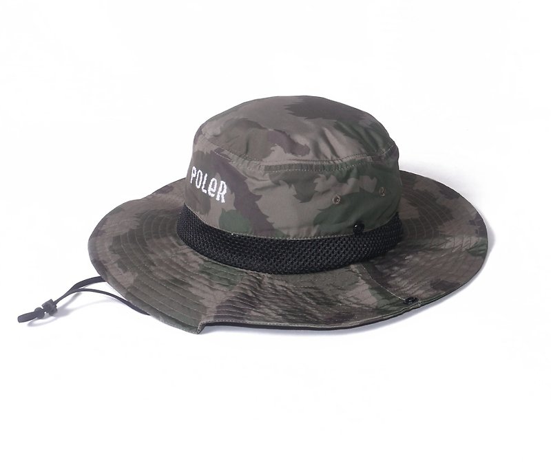 [Spot hot sale] POLER can store mesh fisherman hat (camouflage) outdoor camping mountaineering - หมวก - ไฟเบอร์อื่นๆ 