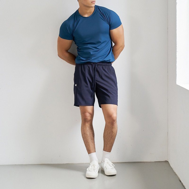【GLADE.】Wild tear-resistant lightweight sports shorts (dark sea blue) - Men's Sportswear Bottoms - Polyester Blue