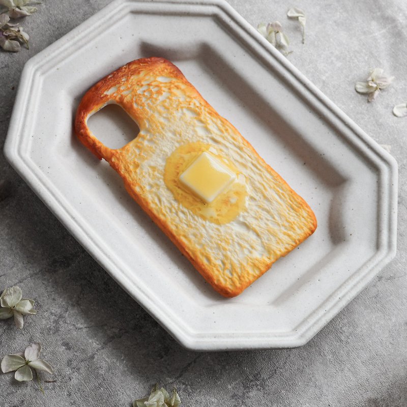 【受注制作】スマホケース Butter toast iPhone case - スマホケース - 粘土 ブラウン