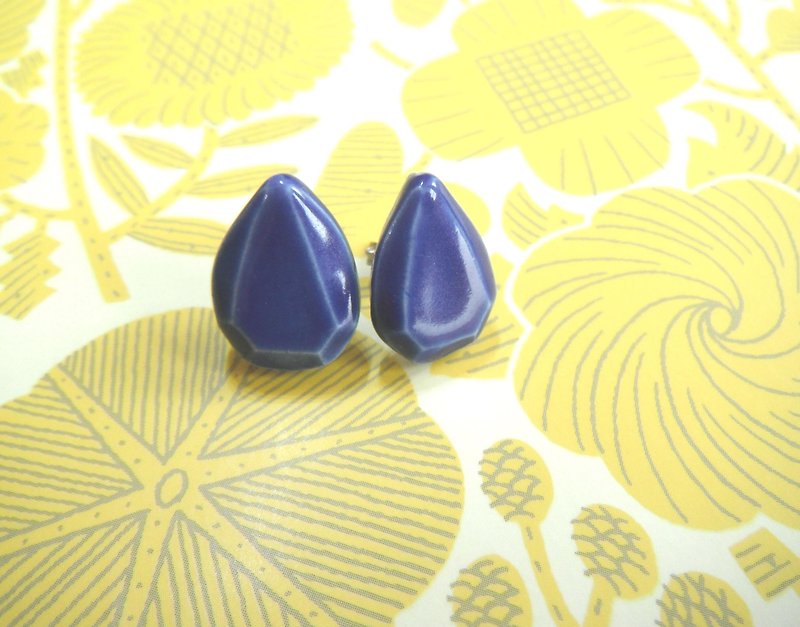 jewel cut pierce pairshape blue - Earrings & Clip-ons - Pottery Blue