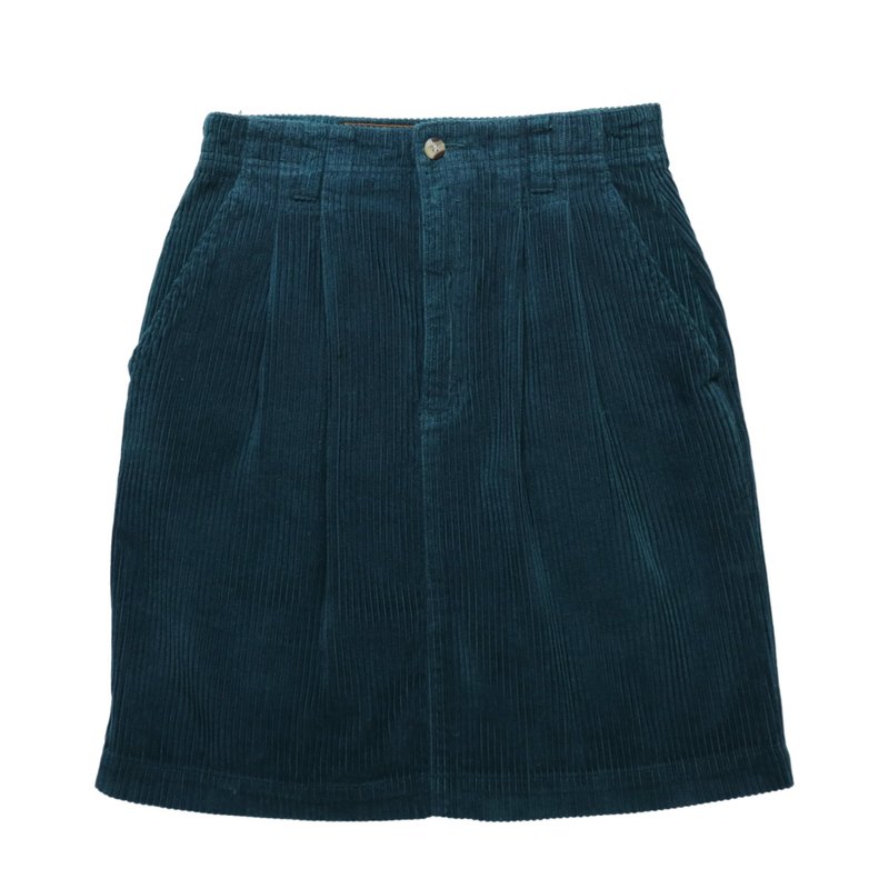 27W/90s Eddie Baure emerald thick corduroy skirt - กระโปรง - วัสดุอื่นๆ สีเขียว