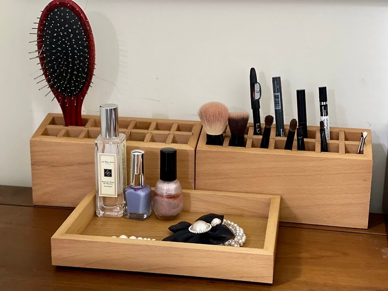 Checkerboard style/28-hole pen holder storage set for makeup pens and watercolor pens - อื่นๆ - ไม้ สีใส