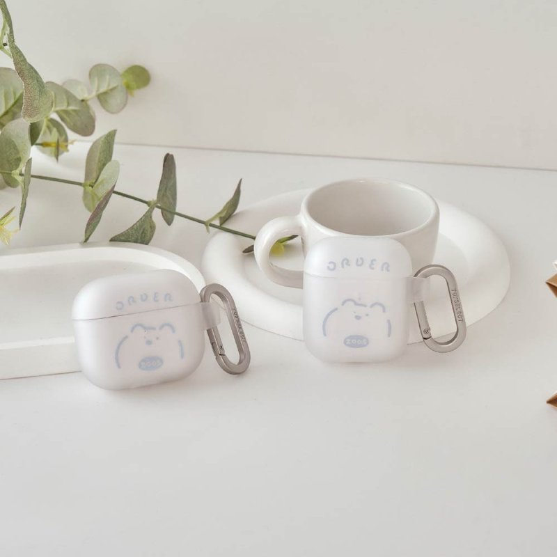 來點動物線條白熊強悍防摔AirPods保護套 - AirPods/耳機保護套 - 塑膠 多色