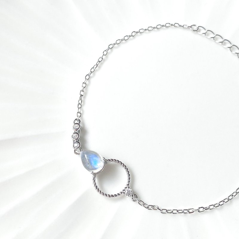 / Circle circle bit by bit / Stone 925 Sterling Silver Natural Stone Bracelet Bracelet - Bracelets - Sterling Silver Blue
