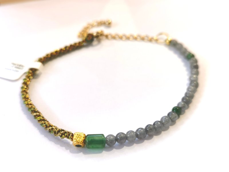 Macrame Collection - Icy green and black mini bead hand braided bracelet - Bracelets - Jade 