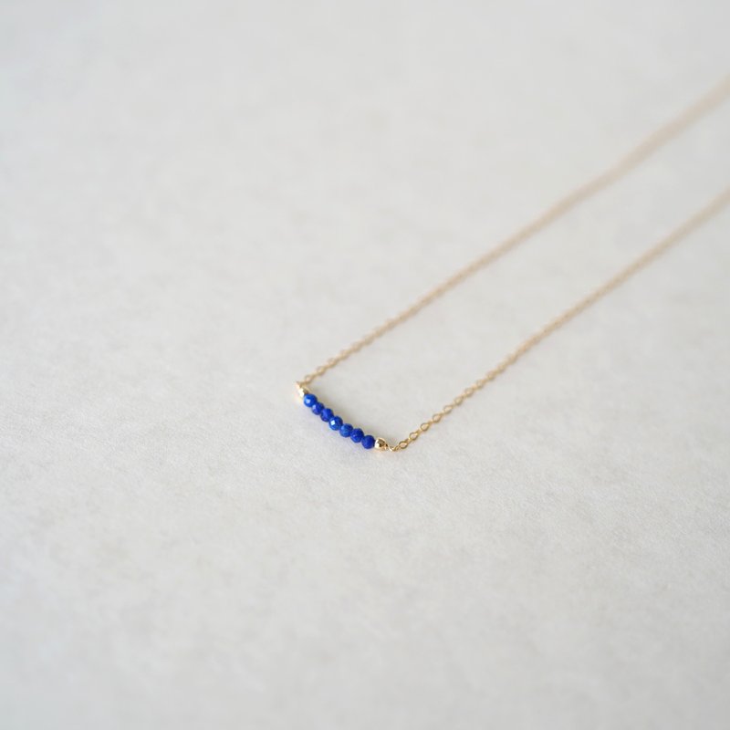 14kgf Tiny Lapis Lazuli Line Necklace - Necklaces - Other Metals Blue