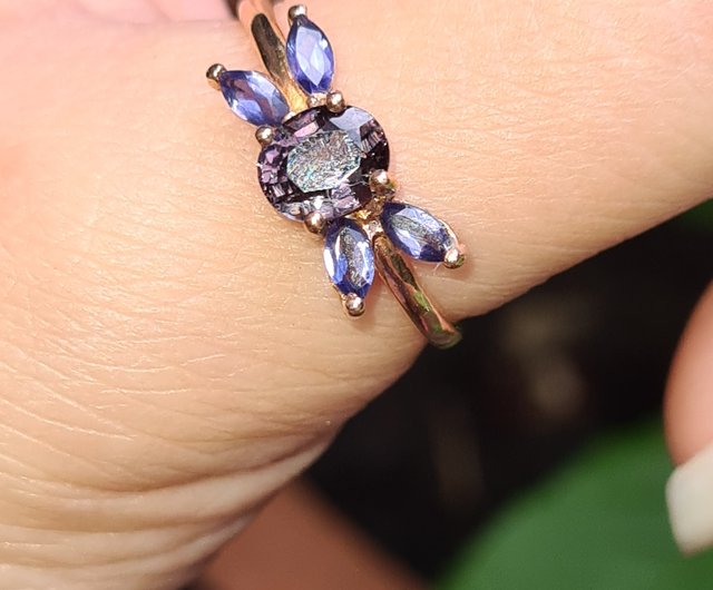 Purple Spinel shops and Iolite Ring