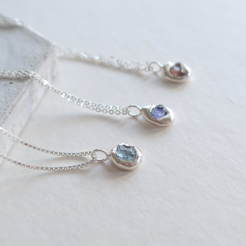 【即納】925スターリングシルバー 原焠 カラフルサファイア スピネル スクエアチェーン ネックレス 無料ラッピング - ネックレス - スターリングシルバー 多色