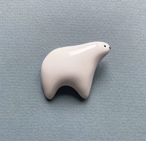 RybaKit Polar Bear Ceramic Pin. Ceramic brooch. Bear Jewelry