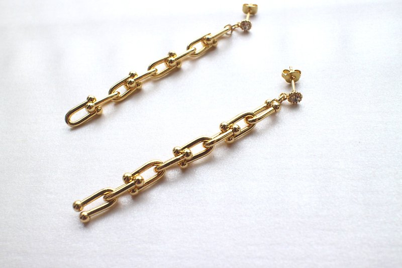 Bright-18kgf brass earrings - ต่างหู - ทองแดงทองเหลือง สีทอง