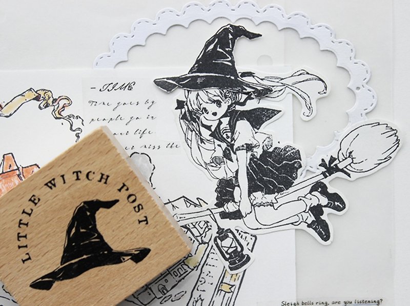 Little Witch Hat Wooden Pocket Stamp - ตราปั๊ม/สแตมป์/หมึก - วัสดุอื่นๆ สีใส