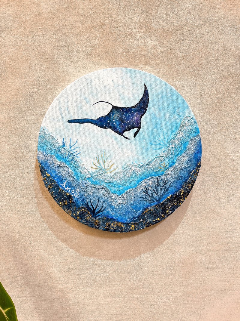 Manta ray Acrylic acrylic painting course. No painting basics can be learned. Handmade course - Illustration, Painting & Calligraphy - Cotton & Hemp 