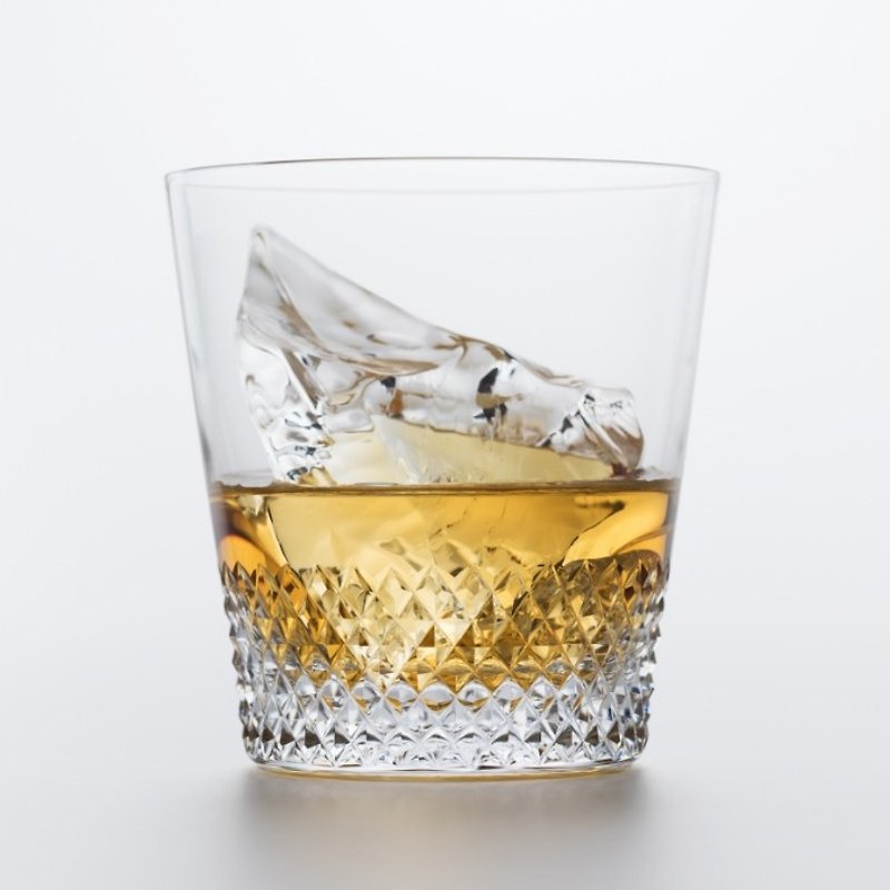 270cc Japanese pine [DS] Glass loose virtues ROCK # 04 Little Rock Glass grid whiskey cup lead-free crystal glass wine (Japan Tong box packaging) - Customized Portraits - Glass Transparent