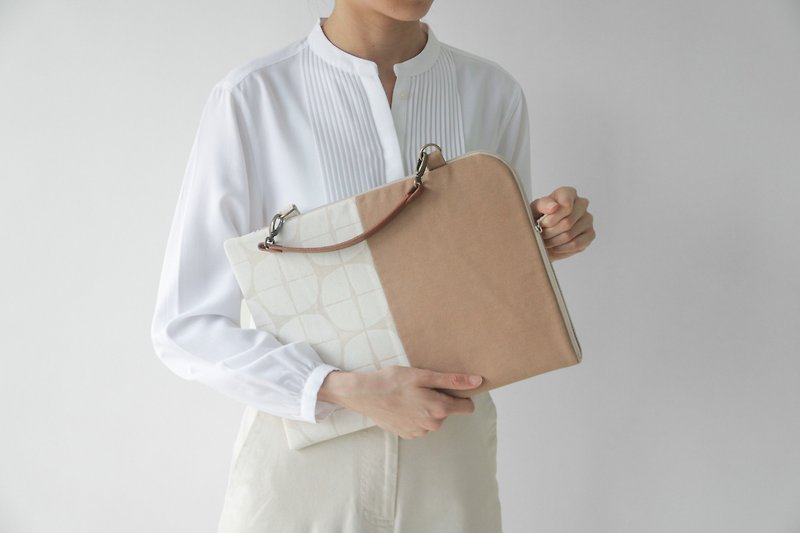 14-inch laptop bag-printed Khaki - Laptop Bags - Cotton & Hemp Khaki