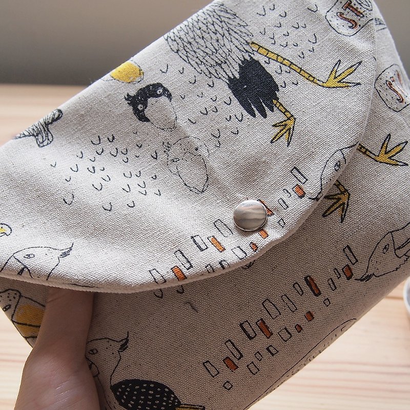[北欧クジラヘッド鹳]手作り化粧袋の収納袋収納袋の鳥の色 - トート・ハンドバッグ - コットン・麻 