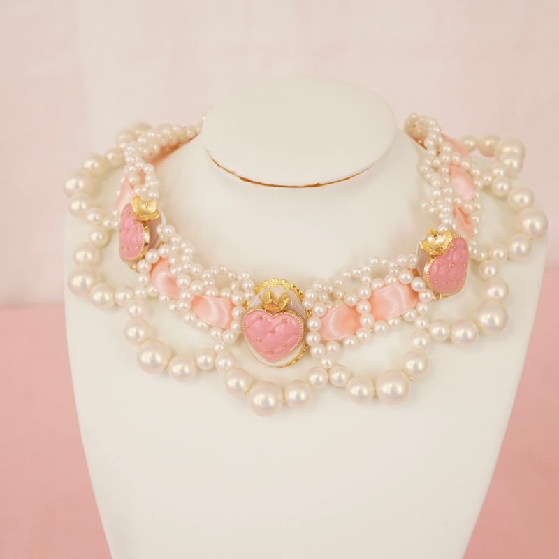 Pink strawberry princess choker - สร้อยติดคอ - พลาสติก สึชมพู