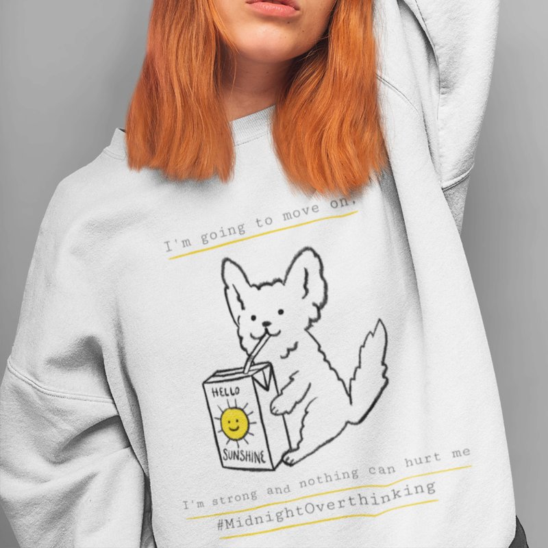 Introvert Dog Kawaii 100% Cotton Japanese Streewear Unisex Sweatshirt - สเวตเตอร์ผู้ชาย - ผ้าฝ้าย/ผ้าลินิน หลากหลายสี