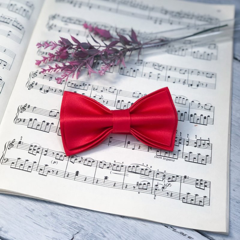 Red Party Bow Tie - Step Mom Gift - Red Bow Tie For Boys - Independence Day Gift - Bow Ties & Ascots - Polyester Red