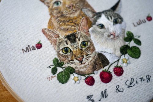 アンティークキルト＆アニマル刺繍わんちゃん♡ねこちゃんハンドメイド刺繍·͜· ♡ アンティークキルト＆アニマル刺繍わんちゃん♡ねこちゃん