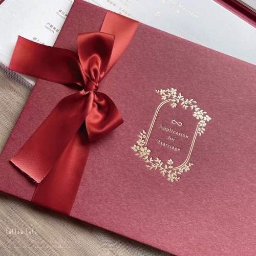 Follow LuLu客製插畫 【24h快速出貨】-結婚書約/結婚證書/書約套組-無限橫式-紅-異