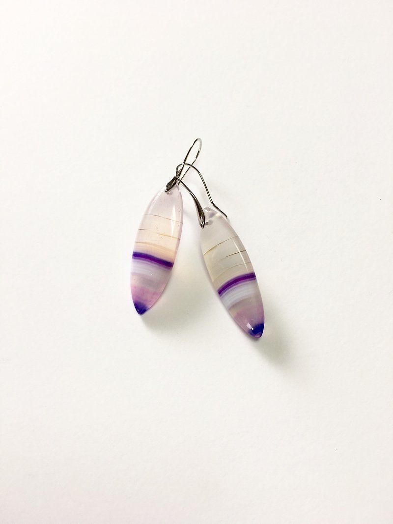 Purple agate sv925 - Earrings & Clip-ons - Stone Purple