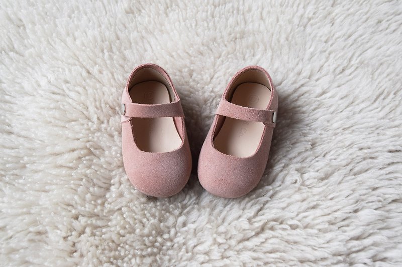 藕粉色嬰兒鞋 學步鞋 周歲照 女童鞋 週歲禮物 花童鞋 女寶寶禮物 - 童裝鞋 - 真皮 粉紅色