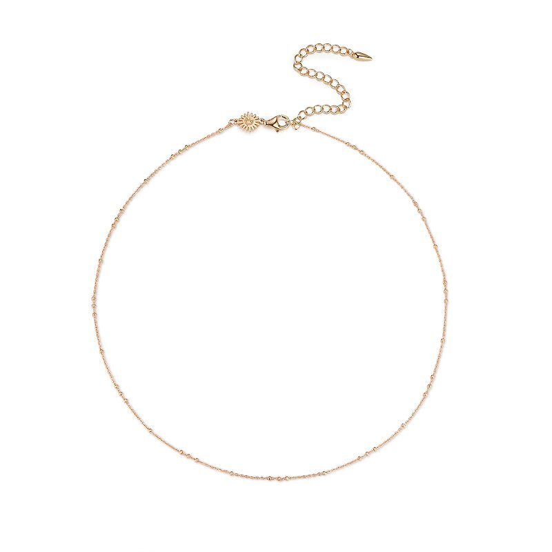 Gold/Silver Dainty Beaded Necklace Chain - สร้อยคอ - เงินแท้ สีทอง