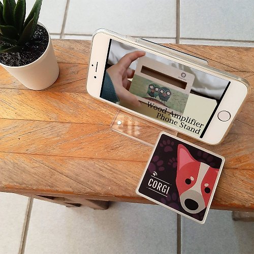 PRINT+SHAPE AR萌狗系列 壓克力多功能方塊手機架 柯基 客製化禮物 鏡子 禮物