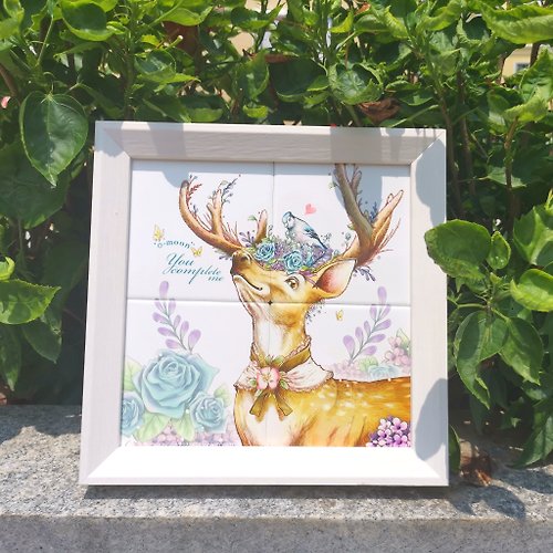 O-moon 澳門陶瓷拼圖擺件掛飾工藝品-玫瑰鹿款