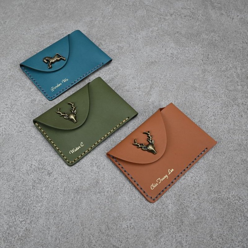 Genuine Leather Buckle Card Case card holder leather wallet handmade card holder - ที่เก็บนามบัตร - หนังแท้ หลากหลายสี